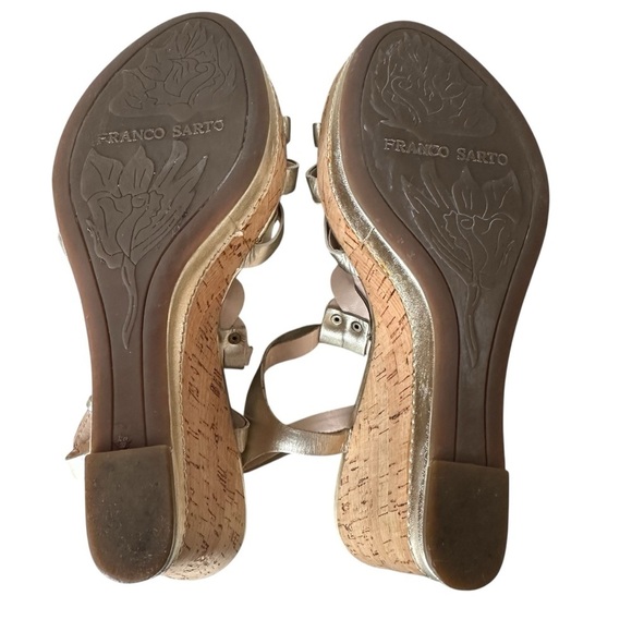 Franco Sarto Metallic Gold Suzy Cork Wedge Sandals, 7.5 - Picture 7 of 10